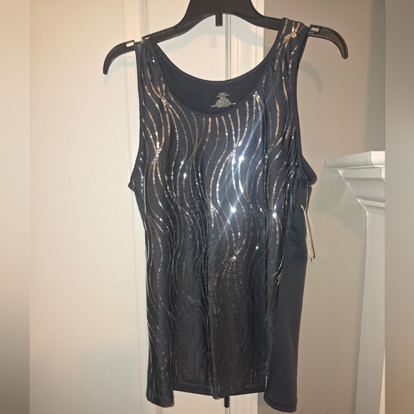 Modern Movement Black Tank Top With Sequins Size M - Picture 1 of 4